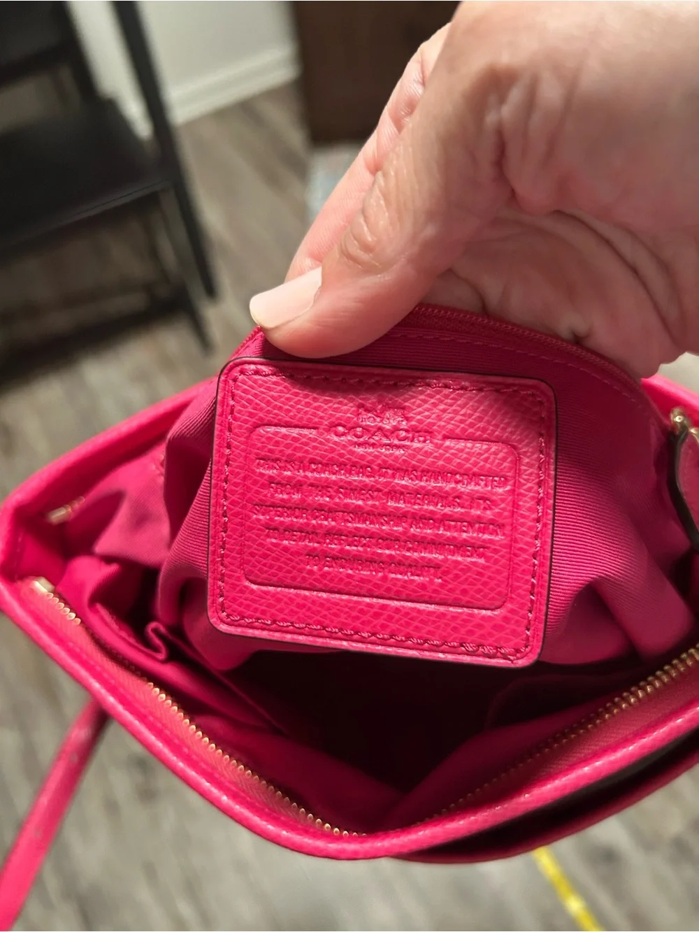 Coach Brown Signature File Bag Crossbody with Bright Fuchsia  Trim